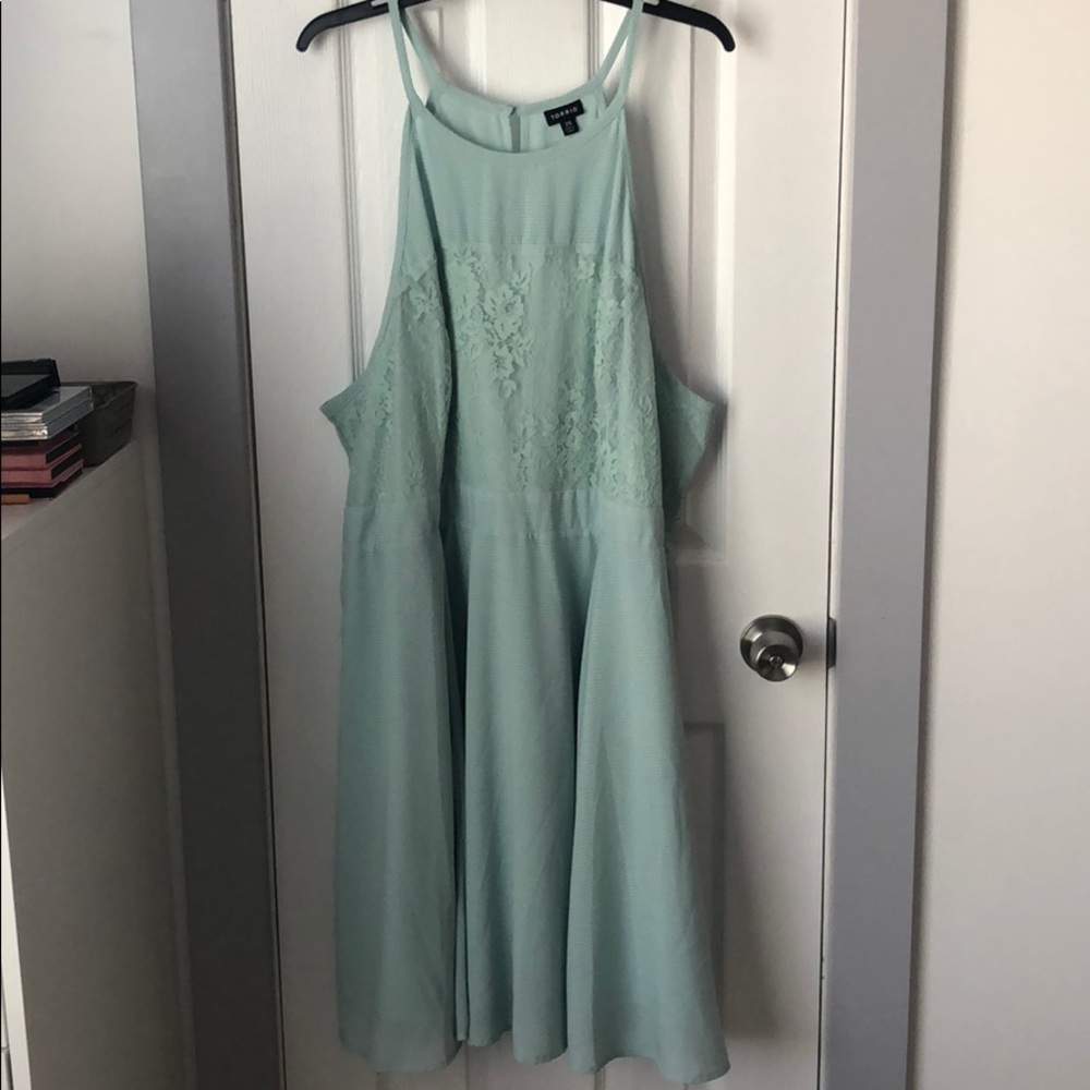 Torrid 26 mint gingham lace sleeveless dress